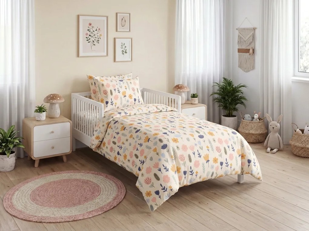 PrzytulneMieszkanie.pl Bawełniane prześcieradło FLORI DREAM kolorowe 140x240 cm