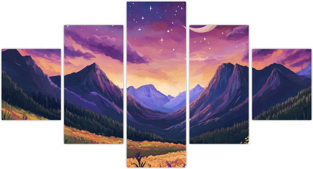 Obraz - Fioletowy krajobraz (125x70 cm)