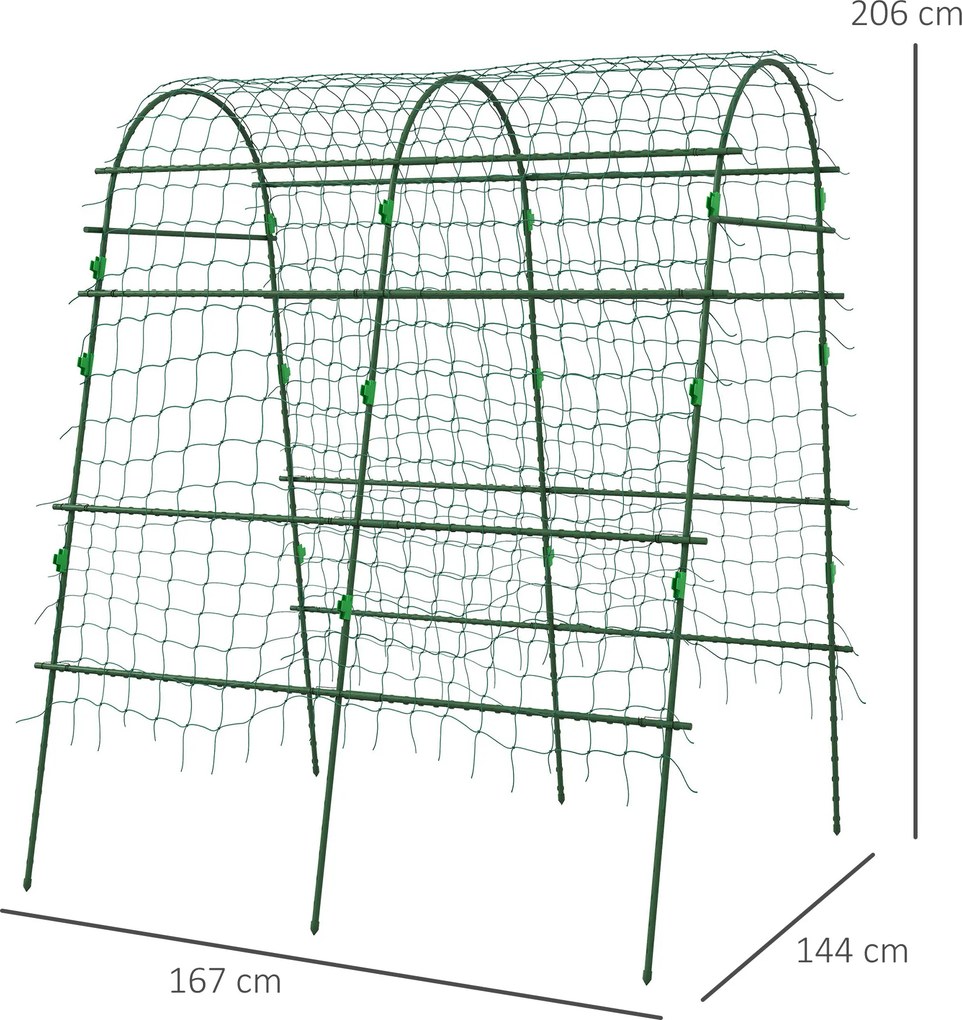 Outsunny Trellis, Podpora dla roślin pnących, Regulowane szpaler, Siatka roślinna, Konstrukcja roślinna do ogrodu, balkonu, stal, zielony, 144 x 167 x 206 cm