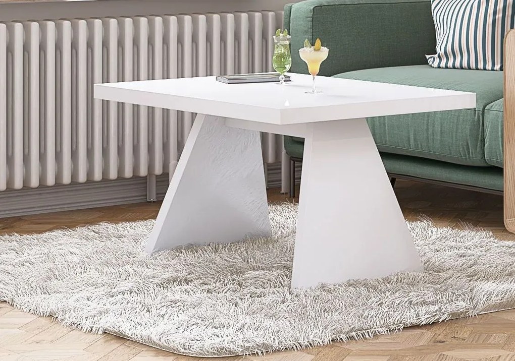 Nowoczesna ława pokojowa w wysokim połysku Ala biała