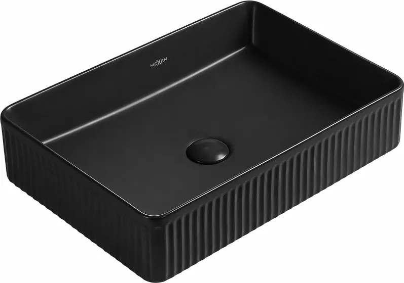 Mexen Grovo umywalka nablatowa ryflowana 51 x 37 cm, czarna mat - 22305185
