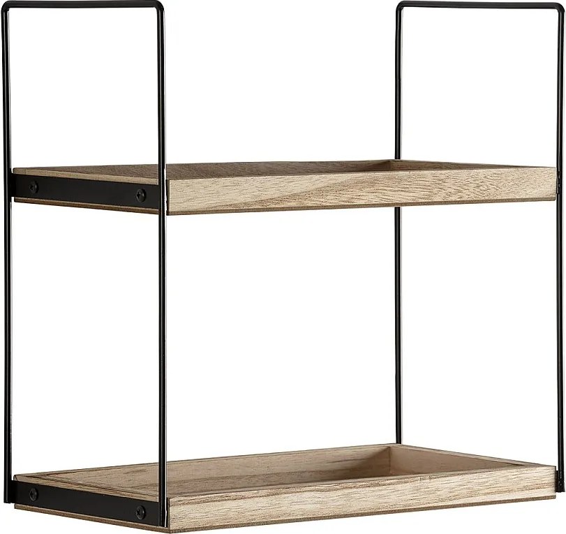 Półka kolumnowa Carlos z 2 poziomami, drewno paulowniowe