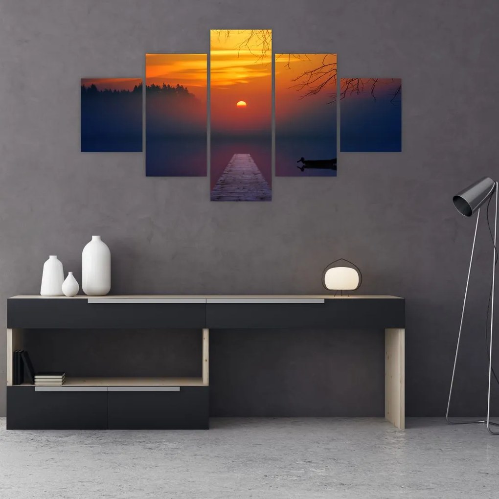Obraz mostu o zachodzie słońca (125x70 cm)
