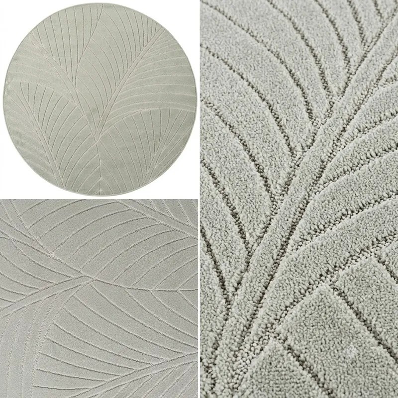 Dywan uniwersalny Nova 3D Listki oliwkowy koło 120 cm x 120 cm