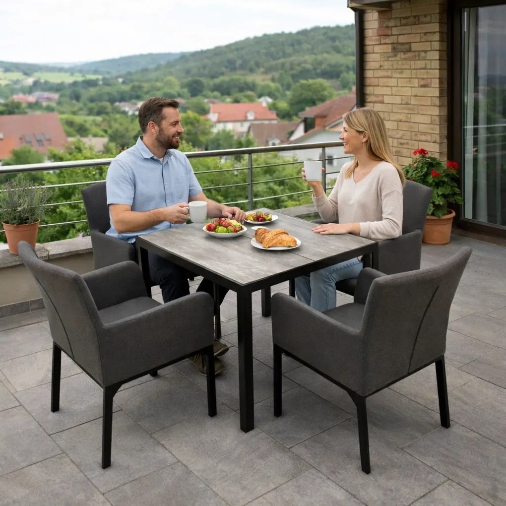 Doppler BERGAMO TOMBOLO antracyt/beżowy zestaw mebli ogrodowych 4+1