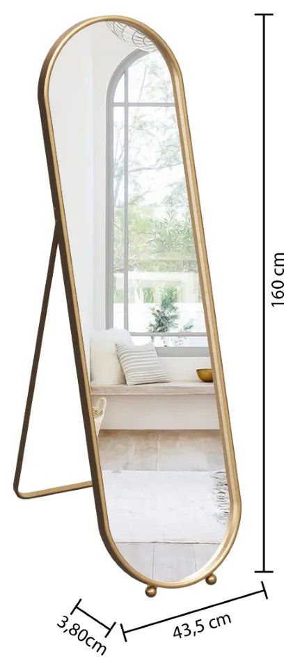 Duże lustro stojące złota rama EDI, 43,5 x 160 cm