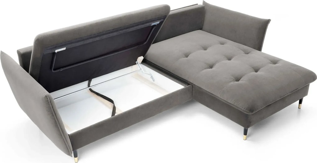 Jasnoszara kanapa narożna pikowana T5-K22