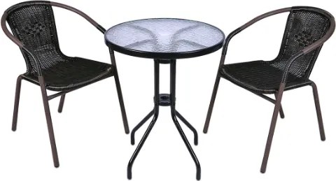 Krzesło ogrodowe Bistro rattanowe - czarne z brązową strukturą