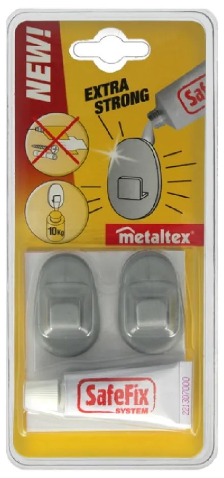 Zestaw 2 haczyków i kleju Metaltex Grey