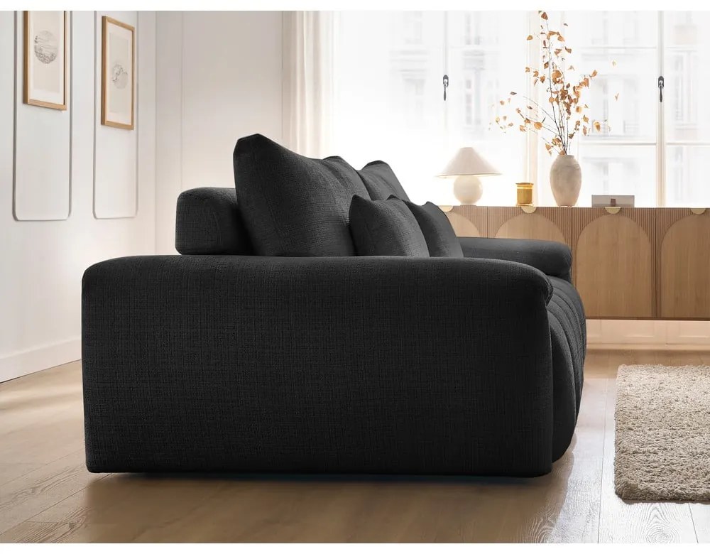 Czarna sofa z tkaniny szenilowej 264 cm Ivane – Bobochic Paris