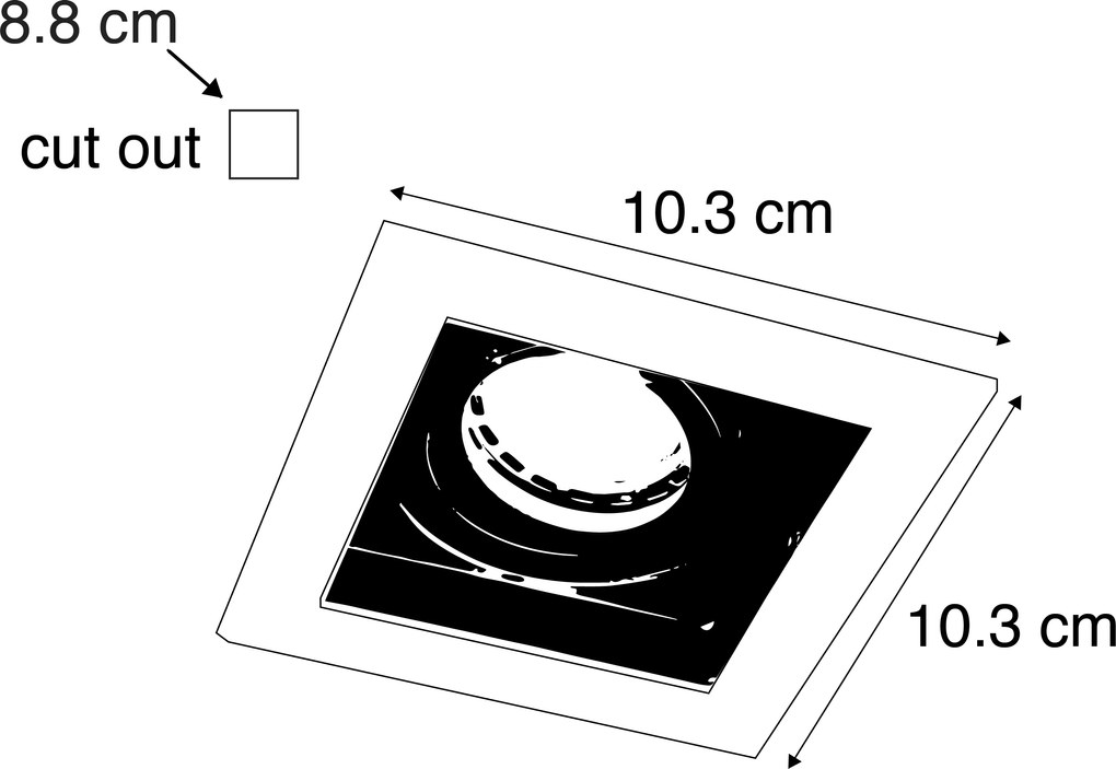 Zestaw 6 nowoczesnych reflektorów wpuszczanych biało-czarnych z regulacją - Carree