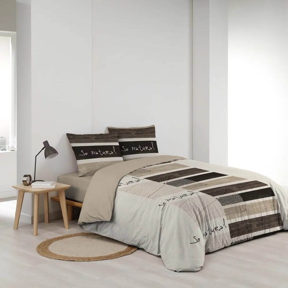 Brązowa bawełniana pościel dwuosobowa 200x200 cm So Natural – douceur d'intérieur