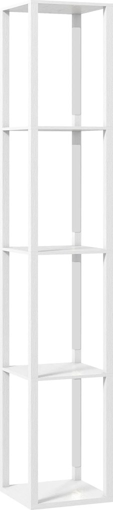 HOMCOM Lampa stojąca LED z półkami, nowoczesna ściemniana lampa stojąca z 3 poziomami jasności i przełącznikiem nożnym, biały | Aosom PL