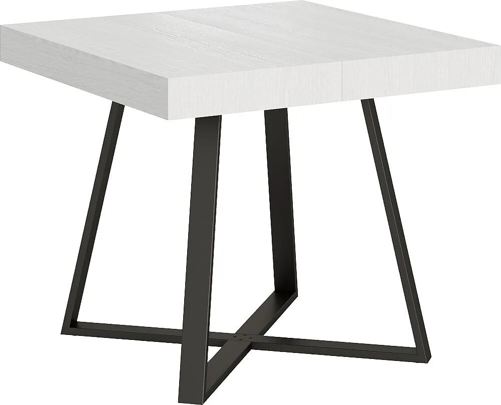 Stół rozkładany 90/194x90 cm Abbraccio frassino biała nogi antracytowe