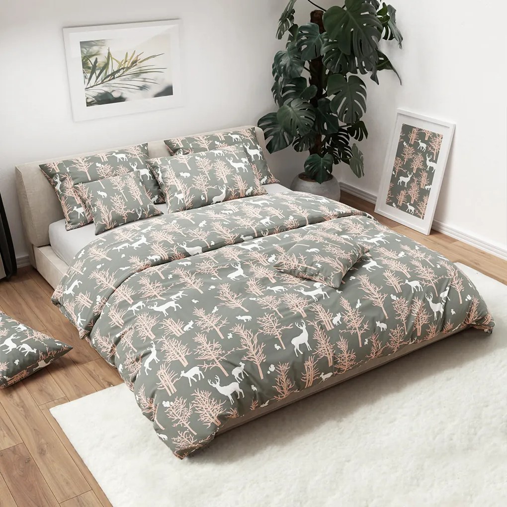 PrzytulneMieszkanie.pl PrzytulneMieszkanie.pl Pościel bawełniana AUTUMN WOOD szara Rozmiar pościeli: 70 x 90 cm | 140 x 200 cm