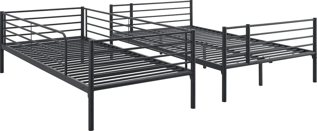 Łóżko Piętrowe Młodzieżowe 90x200 cm/ 120x200 cm TRES Metalowe Czarne