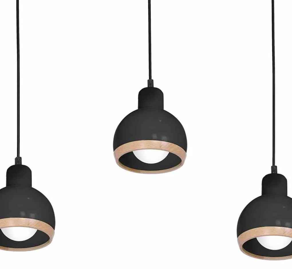 Lampa wisząca, potrójna, czarna, OVAL BLACK 3xE27