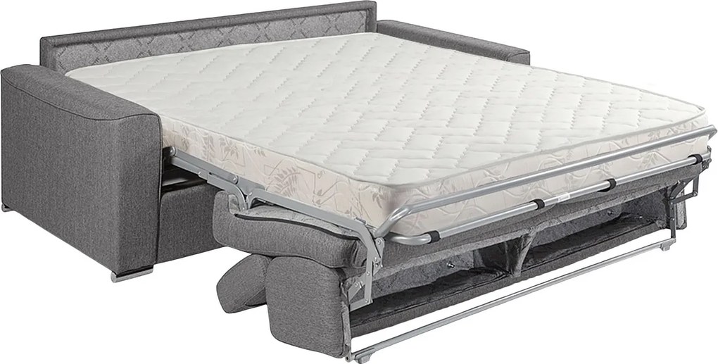 Kanapa rozkładana 2-osobowa VIZIR typu express z tkaniny – kolor szary – pow. spania 120 cm – materac 16 cm z pamięcią kształtu