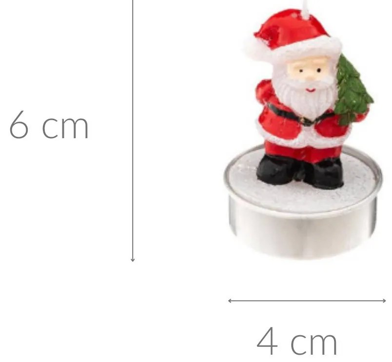 Świąteczne tealighty w kształcie Mikołaja, 6 szt.