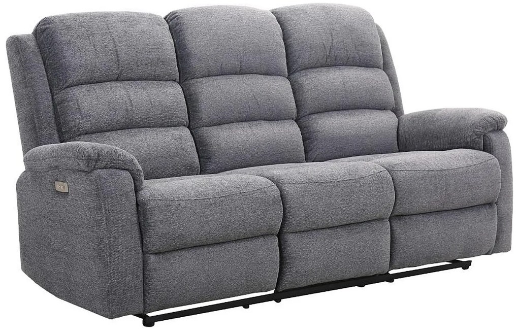 Kanapa 3-osobowa z tkaniny z elektryczną funkcją relax ze stolikiem NEVERS - Szara