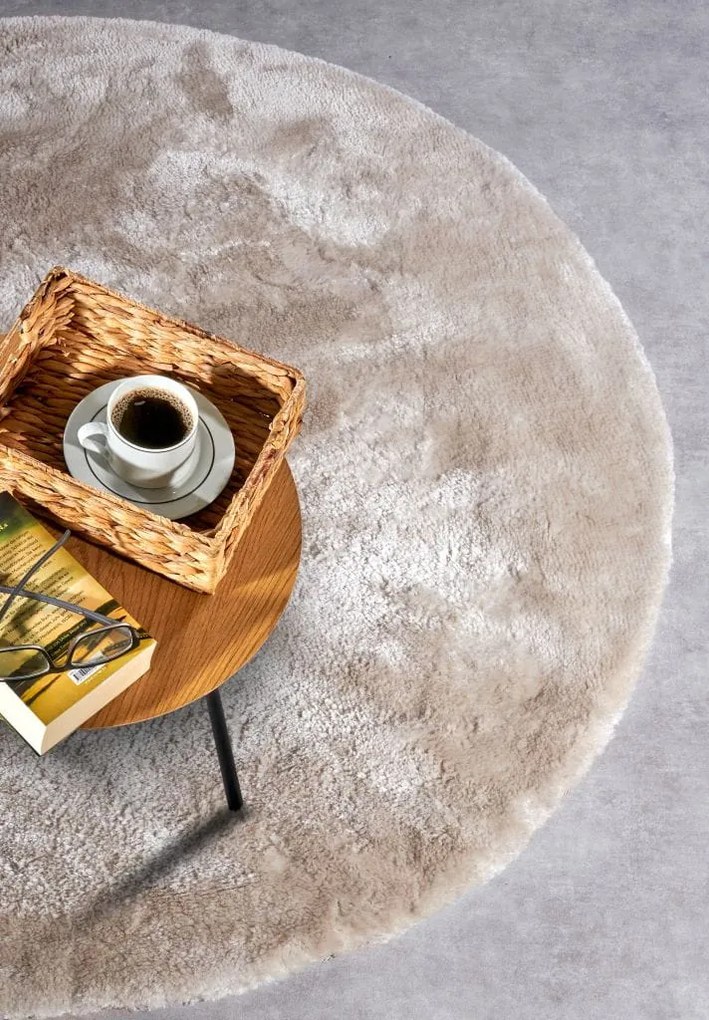 Dywan Cosy Shaggy Kremowy Elle Decoration Koło – miękki, wysoki włos 200 cm x 200 cm Certyfikat Oeko-Tex