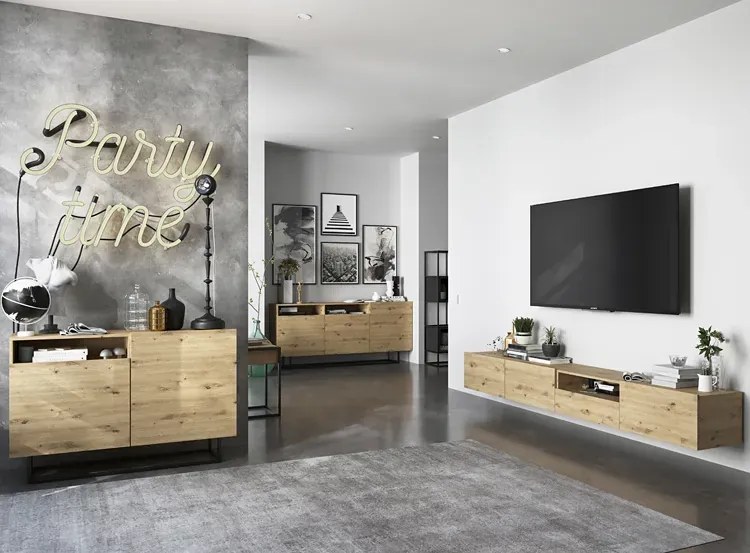 Zestaw Ściennych Szafek Rtv Dąb Artisan L3-G27