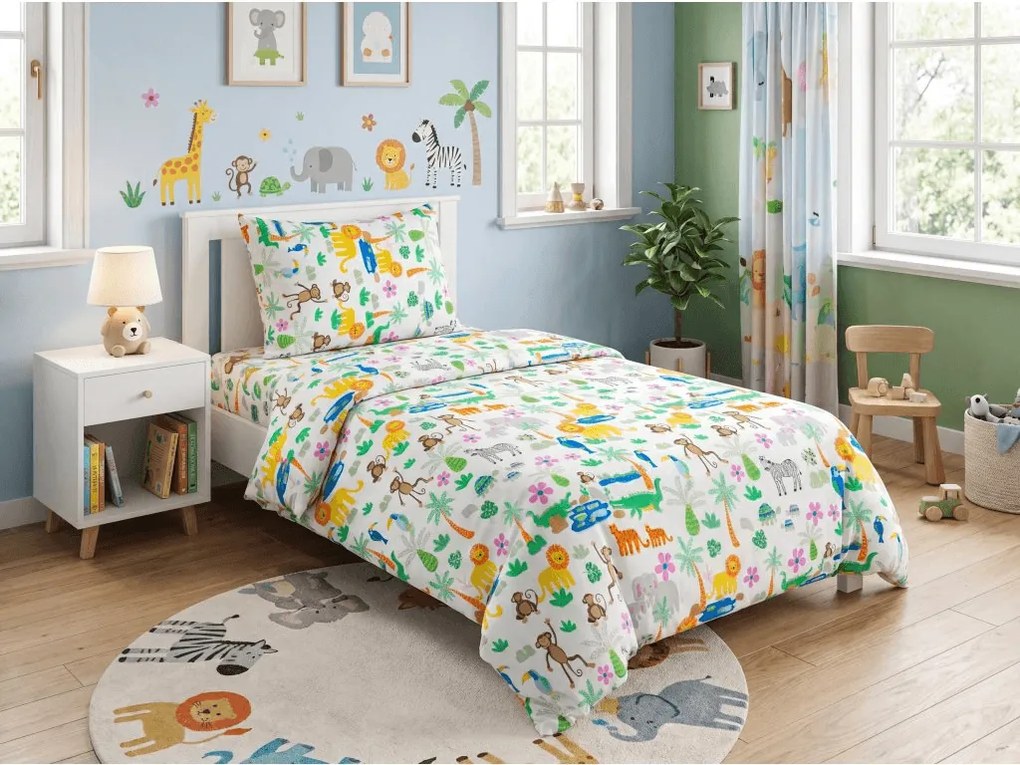 PrzytulneMieszkanie.pl PrzytulneMieszkanie.pl Dziecięca bawełniana pościel JUNGLE DREAM kolorowa, 100% bawełna Rozmiar pościeli: 70 x 90 cm | 140 x 200 cm