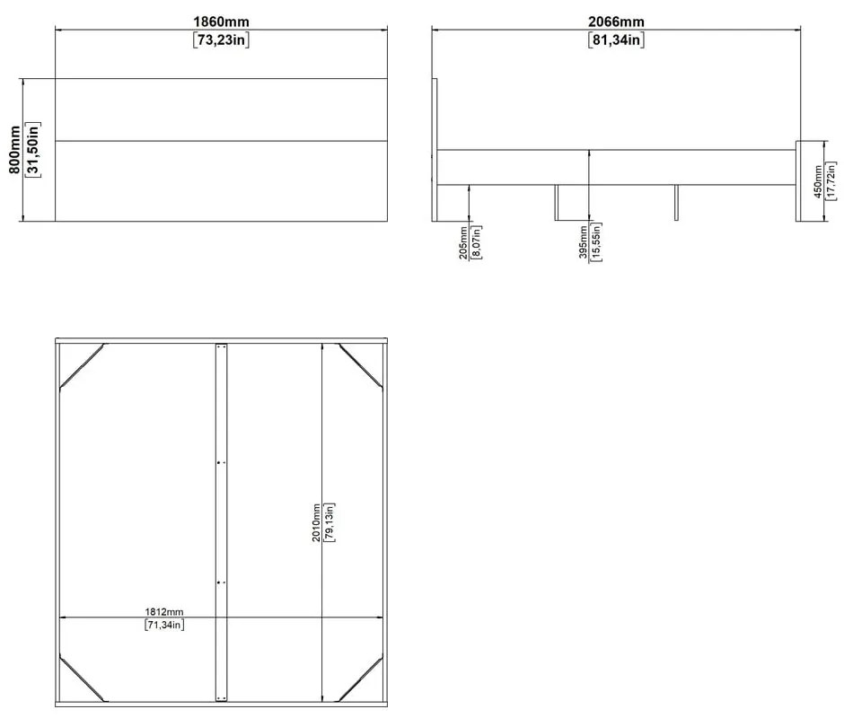 Łóżko dwuosobowe w dekorze dębu bez stelaża 180x200 cm w naturalnym kolorze Naia – Tvilum