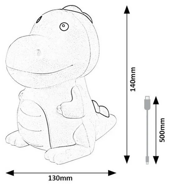 Rabalux 76021 oświetlenie dekoracyjne dla dzieci LED Dinozaur Dinoo