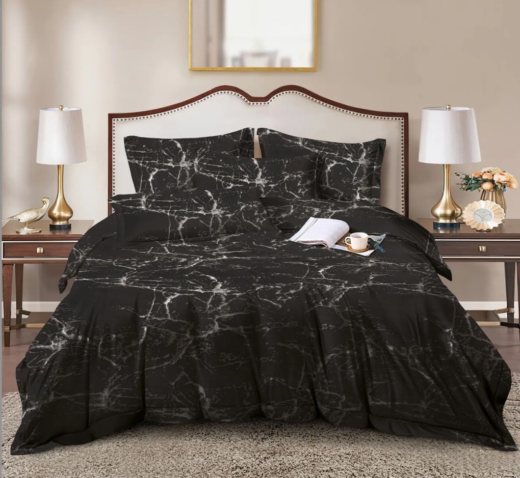 PrzytulneMieszkanie.pl PrzytulneMieszkanie.pl Pościel z mikrofibry TEMPESTA czarna Rozmiar pościeli: 2 szt 70 x 90 cm | 200 x 220 cm