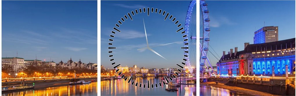 Obraz London Eye (z zegarem) (90x30 cm)