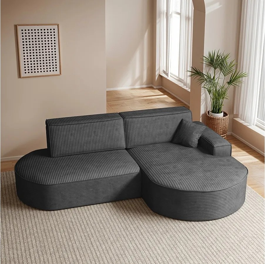 Narożnik Modena Pro, tkanina Poso, Grafitowy, Prawy