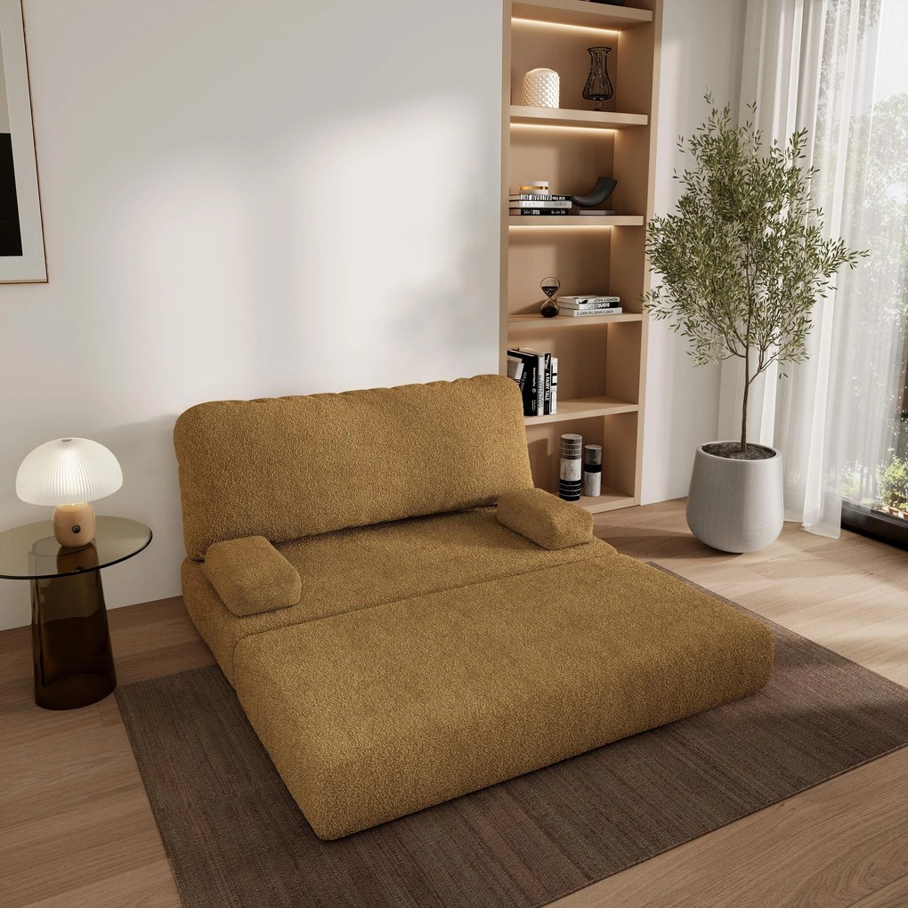 Masseno Sofa piankowa KESTE z funkcją spania, Kanapa z pianki do salonu, Bezmontażowa, Tkanina bucle – Miodowy QUELLE 17