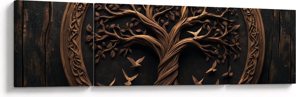 Obraz – Drewniane drzewo życia (170x50 cm)