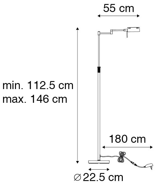 Designerska lampa podłogowa brązowa w tym LED ze ściemniaczem dotykowym - Notia
