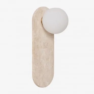 Kinkiet Z Trawertynu Z Kulą Szklaną Davise Travertine - Sklum