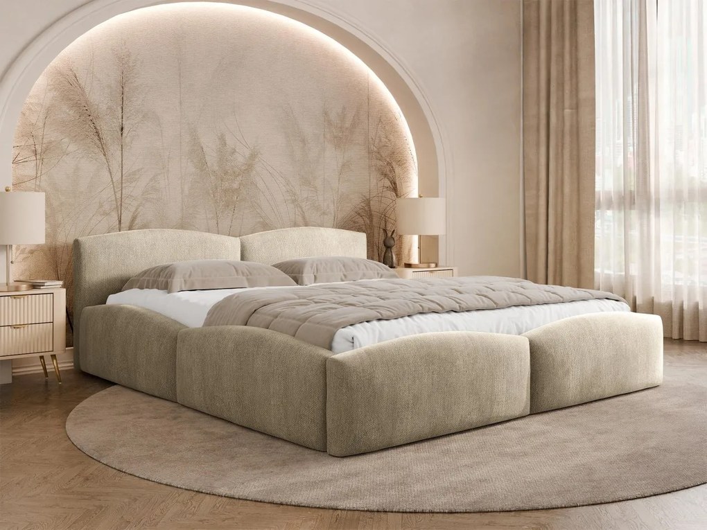 Łóżko tapicerowane Kiasta z pojemnikiem na pościel