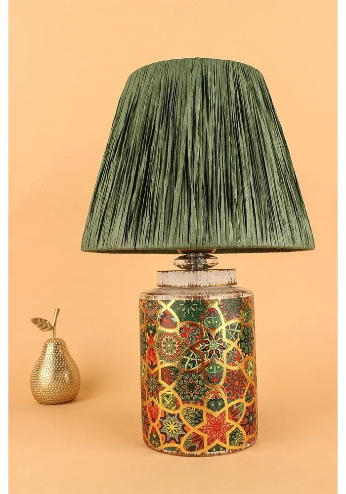 Zielona lampa stołowa z kloszem plecionki papierowej (wysokość 38 cm) Alev – Opviq lights