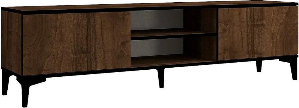 Stojak pod TV – 180 x 45 x 40 cm – Orzech i czerń – Płyta wiórowa pokryta melaminą