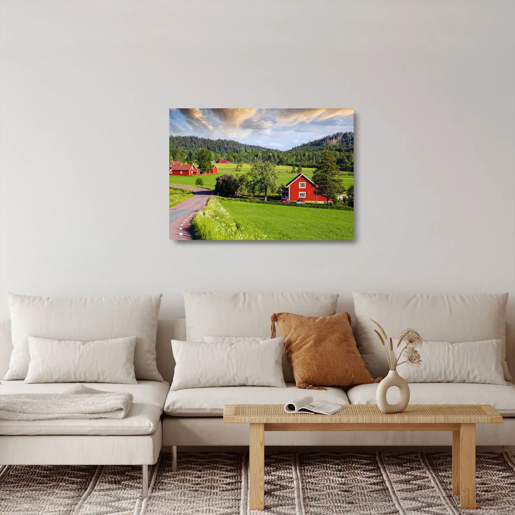 Obraz na szkle - wieś (70x50 cm)