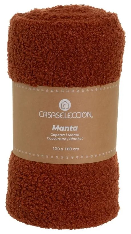 Ceglasty koc z materiału sherpa 130x160 cm Sherpa Bouclé – Casa Selección