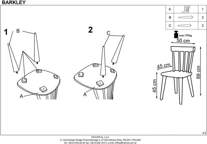 Białe drewniane krzesło Barkley