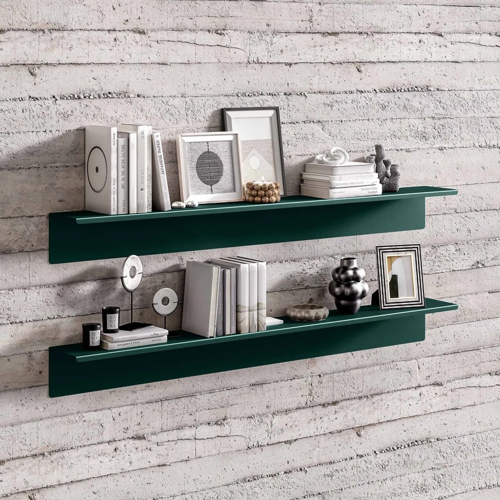 Metalowa półka ścienna Modern Joanne 120 cm, kolor butelkowa zieleń