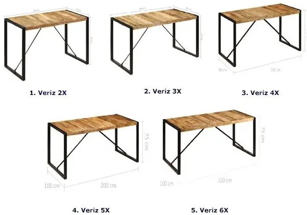 Industrialny stół z drewna mango 90x180 H9-Z60