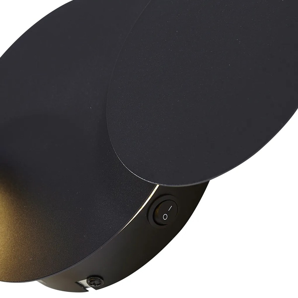 Nowoczesny kinkiet czarny z LED z 3-stopniową regulacją jasności 5-punktowy - Sunrise