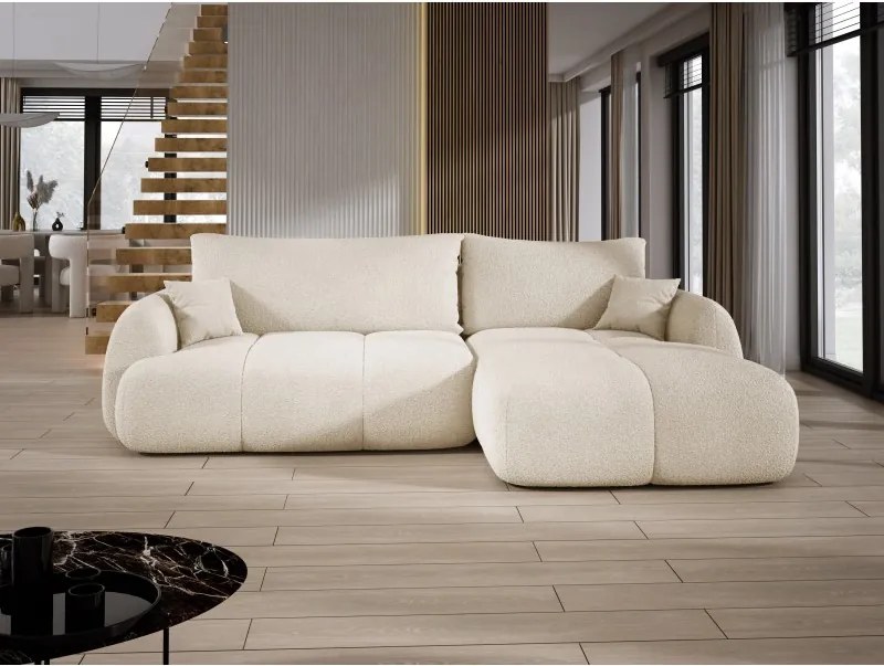 Narożnik COCO z funkcją spania, poduszkami i pojemnikiem NowOrNever 02 Beżowy