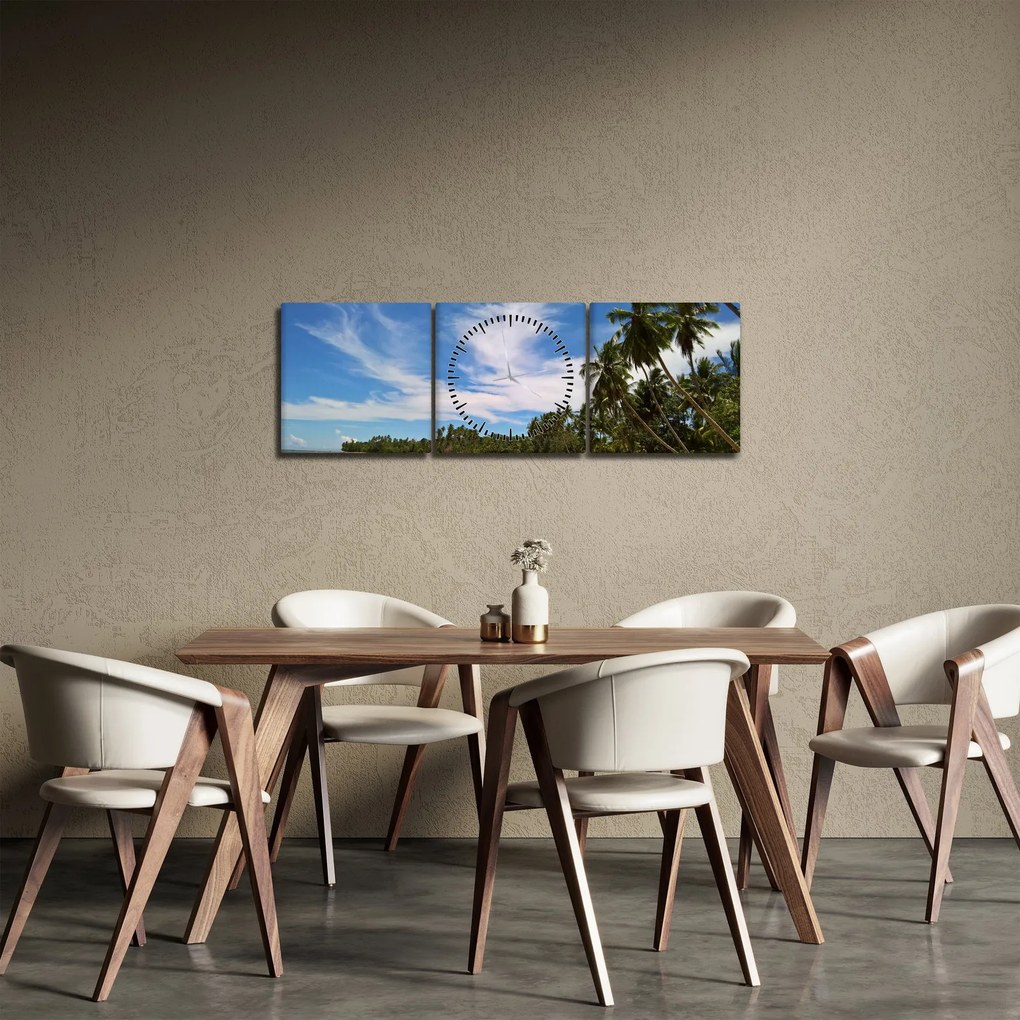 Obraz plaży (z zegarem) (90x30 cm)