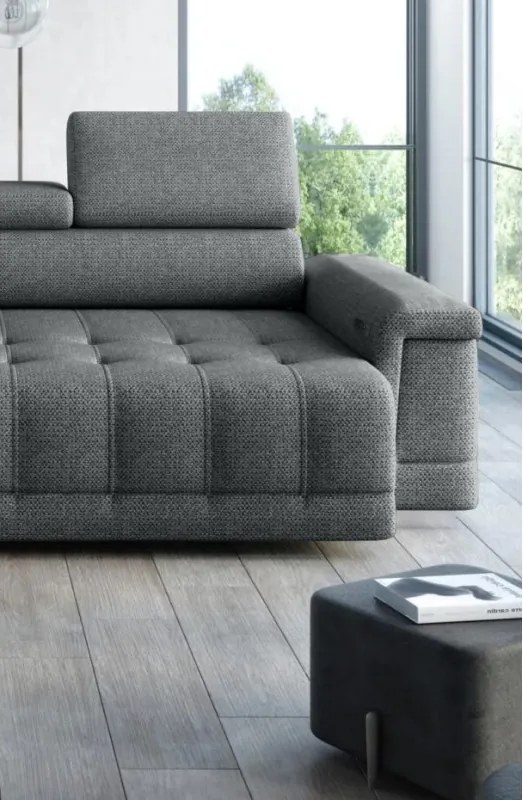 Narożnik CAMPO S z elektryczną regulacją siedziska Lewostronny w tkaninie MEMPHIS 06 WERSAL