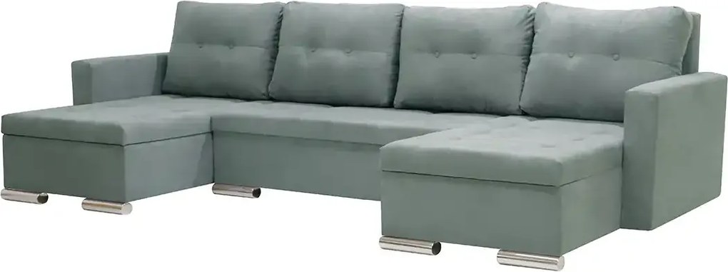 Narożnik U z funkcją spania FOLLER Miętowy