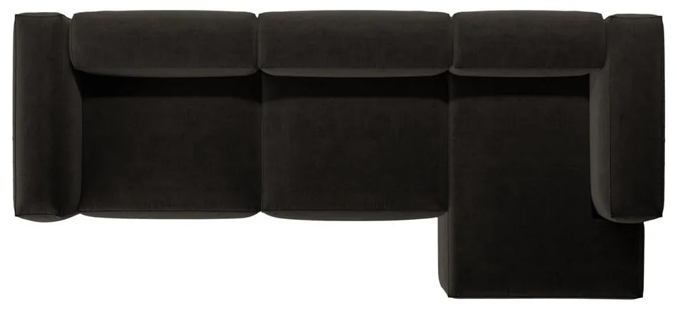 Czarny narożnik (prawostronny/z szezlongiem) Bergamo – Cosmopolitan Design